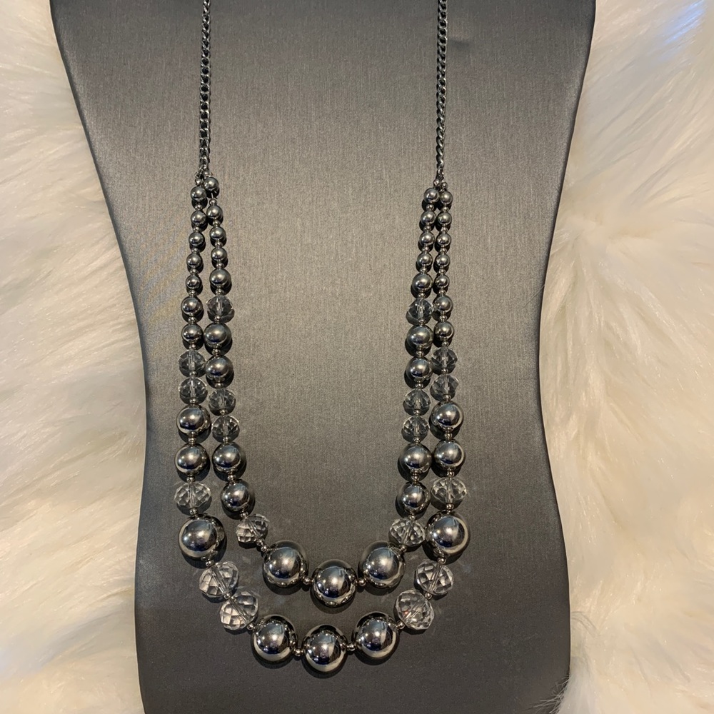 Silver beaded necklace
